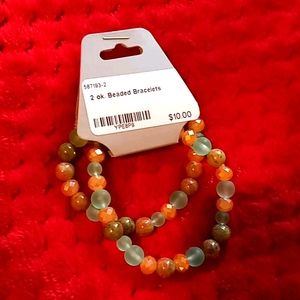 Jade and earth tone stretch bead bracelet